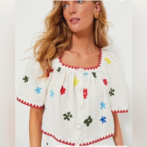Caroline Constas Embroidered trim and floral motif Top - Picture 5 of 16